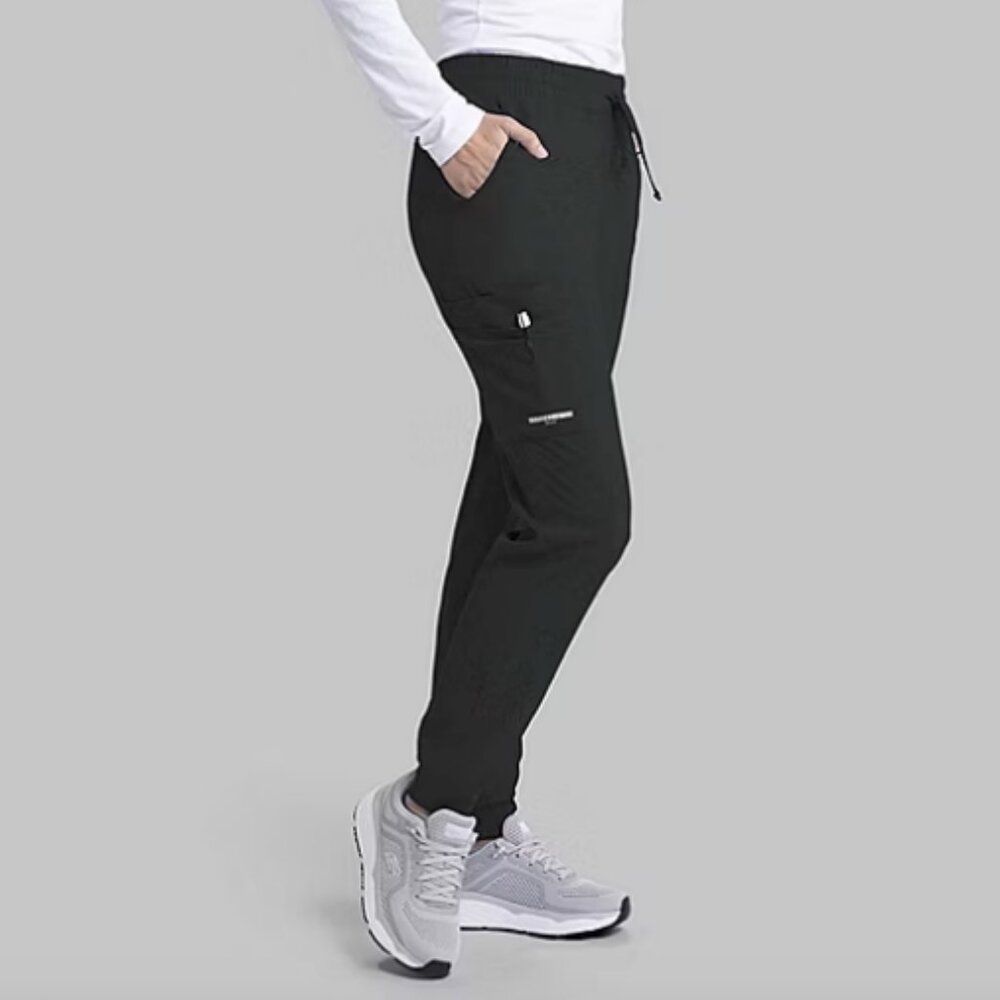 Skechers Skp552 4-Pocket Mid-Rise Jogger Womens Petites Scrub Pant, BLK Sz PL